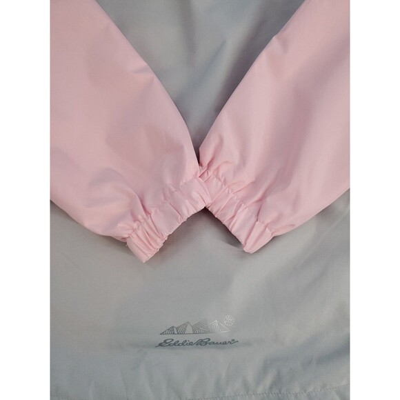 Girl Water Repellent Jacket Sz LG Hooded Rain Lightweight Coat  Pink &  Grey - Picture 14 of 16